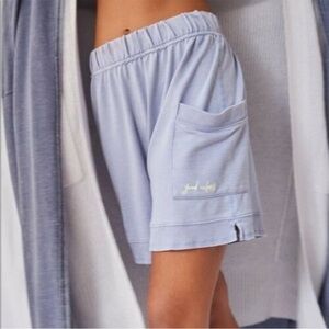 Free People Cozy Girl Blue Lounge Shorts embroidered